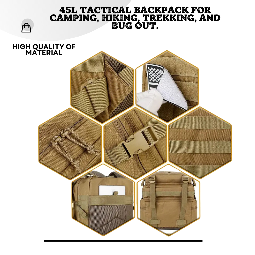 Tactical Backpack for Outdoor Adventures 45L