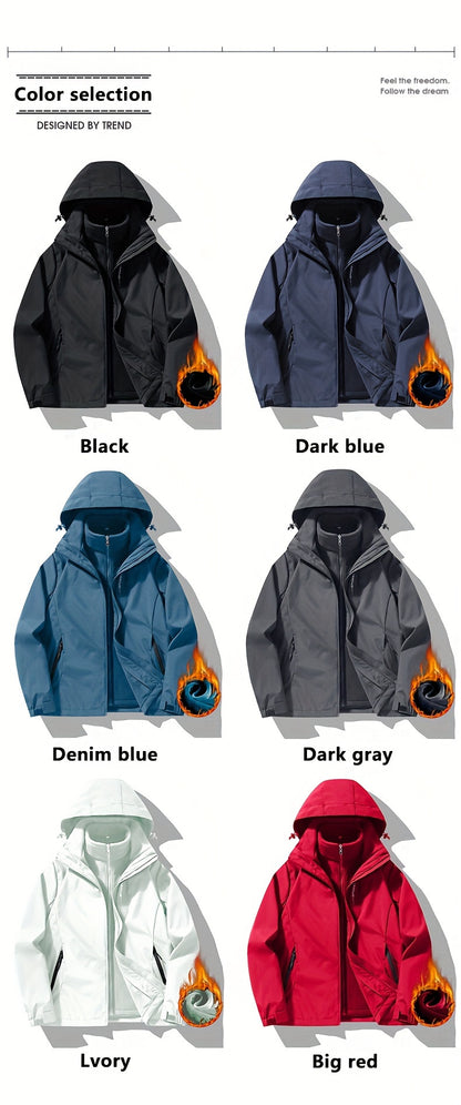 Waterproof Fleece Lined Men's Outdoor Jacket, Quick-Dry Travel and Hiking Coat for Men